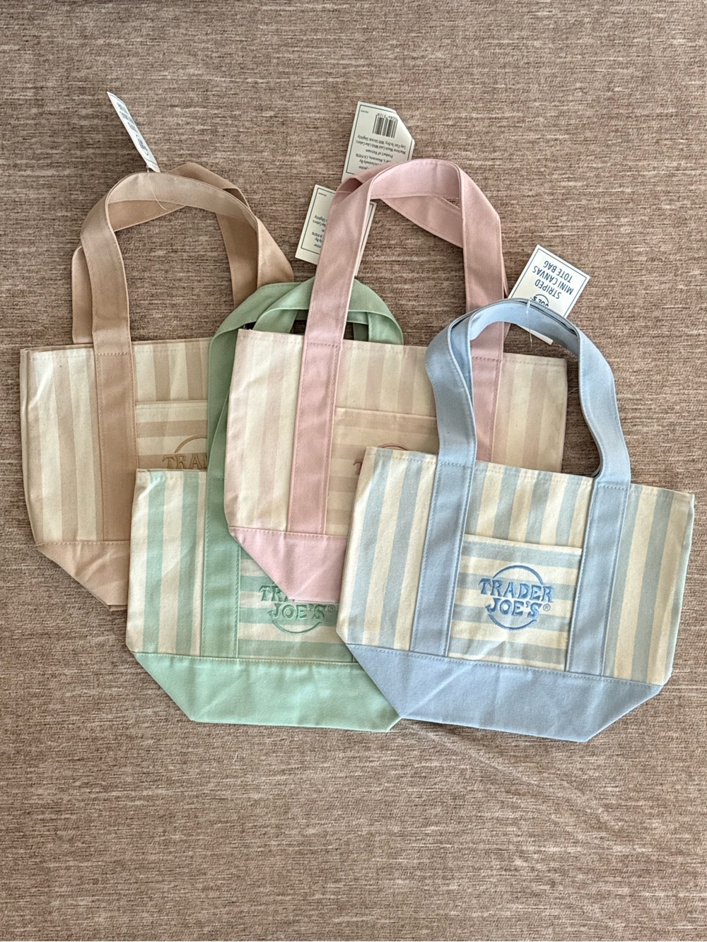 Trader Joe’s Striped Mini Canvas Tote Bag Set (4-Pack) – NWT